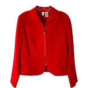 Vintage red corduroy zip cropped lightweight jacket 8P